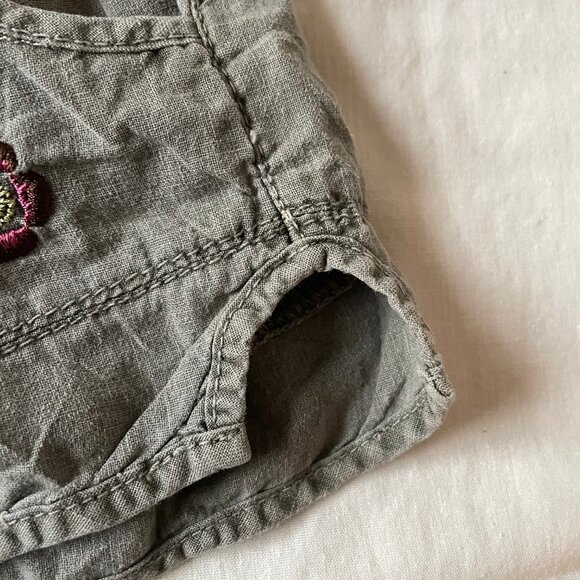 Almost Famous Y2K Cargo Style Olive Green Linen Shorts Flowers and Drawstring - Picture 9 of 9